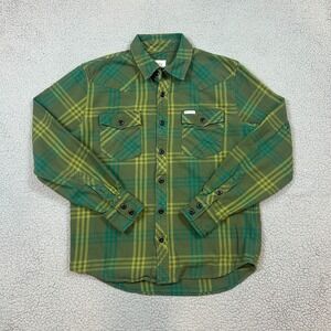 TOPO DESIGNS Flannel Shirt Green Plaid Button-up 100% Organic Cotton Men's SZ M